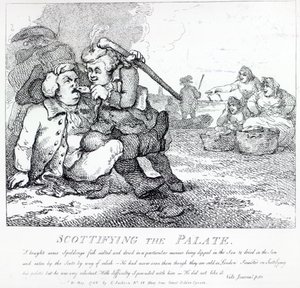 A szájpadlás skócia a „Picturesque Beauties of Boswell, az első rész” című filmből, Thomas Rowlandson metszet, 1786 (rézkarc)